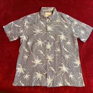 🌴 NWT Men’s Large Silk Button Down Short Sleeve Shirt, Vacation Wear, Palm Tree